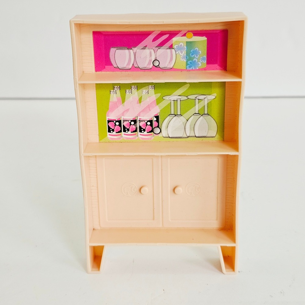 Vintage Barbie Mattel Island Fun Hutch Peach Bamboo Tropical Dollhouse Furniture